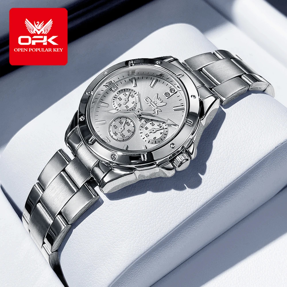 Women’s Luxury Quartz Watch Stainless Steel Chronograph 3 Dial Waterproof
