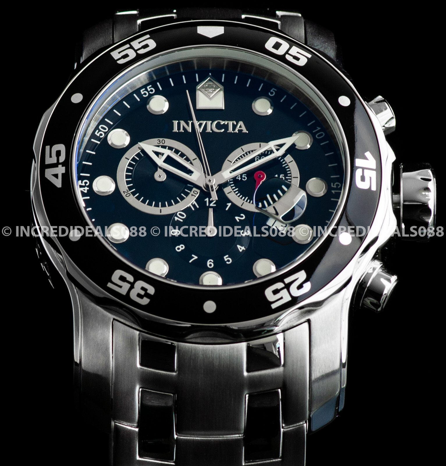 Invicta Men PRO DIVER SCUBA CHRONOGRAPH Black Dial Silver 48mm Bracelet Watch