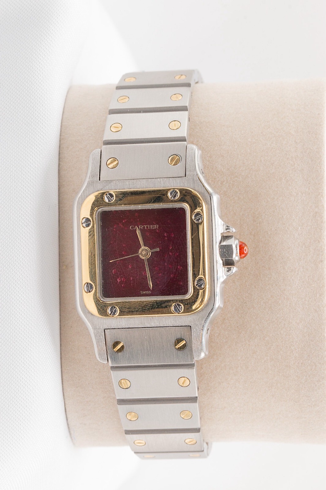 Cartier Santos 18k Yellow Gold And Stainless “Spider” Burgundy Dial Ref 0902