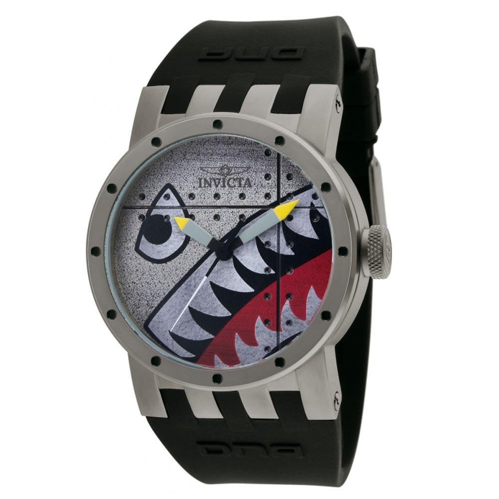 Invicta 11651 Men’s DNA Bomber Black Rubber Strap Silver Tone Dial Quartz Watch