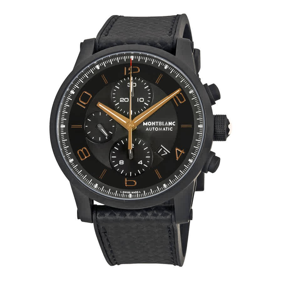 Montblanc Timewalker Chronograph Black and Grey Dial Black Leather Men’s Watch