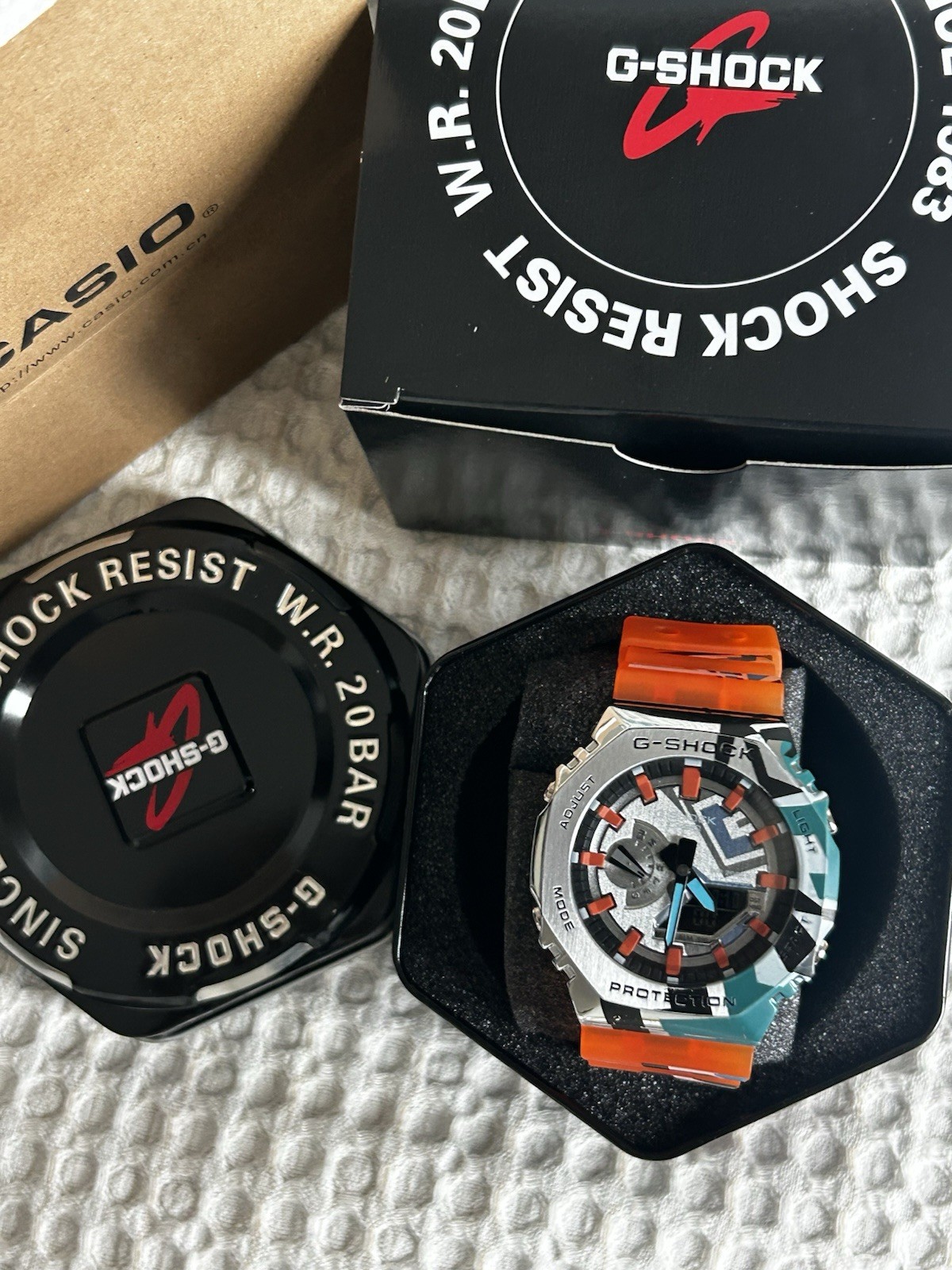 Casio G-SHOCK Octagon Orange Resin Analog/Digital Quartz 200m Watch w/ Box