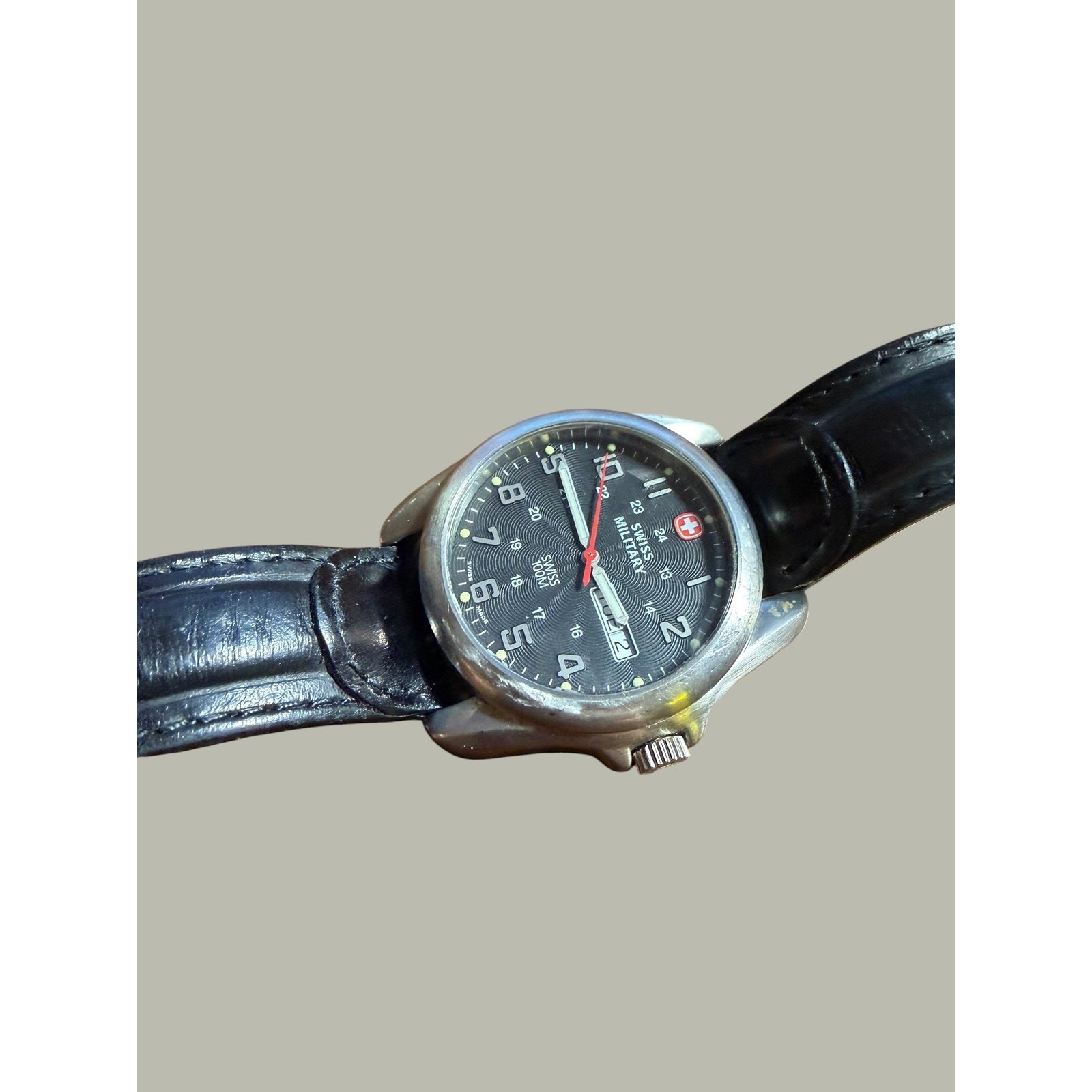 Swiss Military The Genuine Men’s Quartz Watch Black Leather Band 100M 096-1009