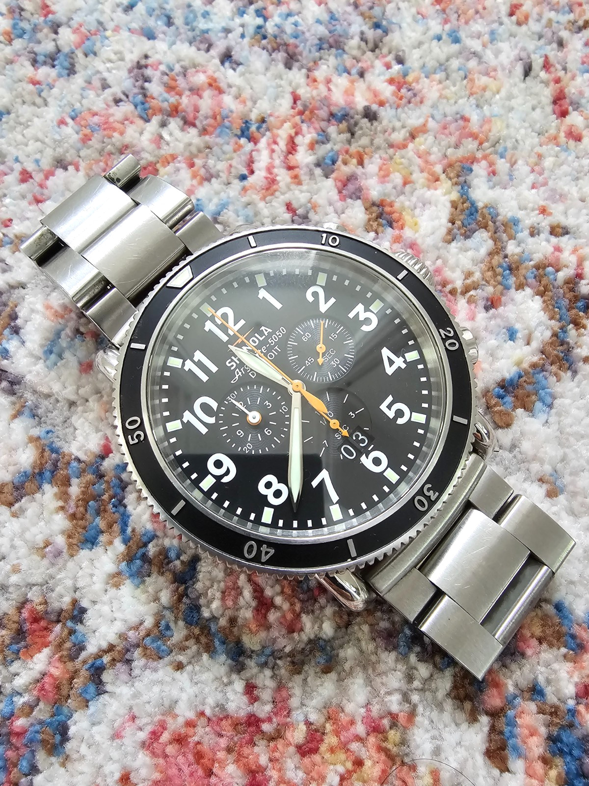 Shinola Runwell Sport Chronograph Black Steel Date – 48mm