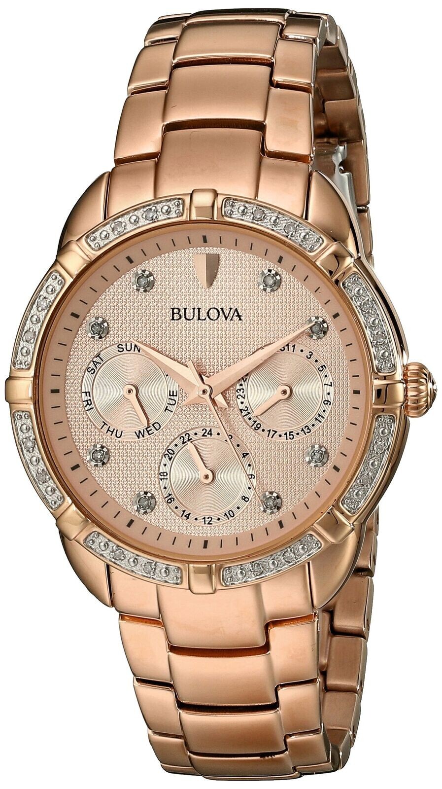 Bulova 98R178 Women’s Diamond Rose Gold-Tone Stainless Steel Dress Watch