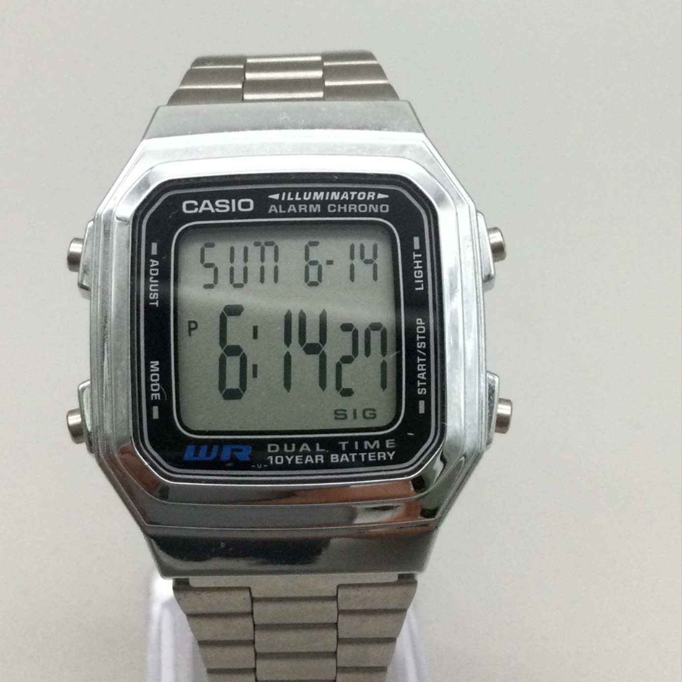 Casio 3234 A178W Mens Watch 34mm Digital Dial Stainless Alarm Chrono WR Bracelet