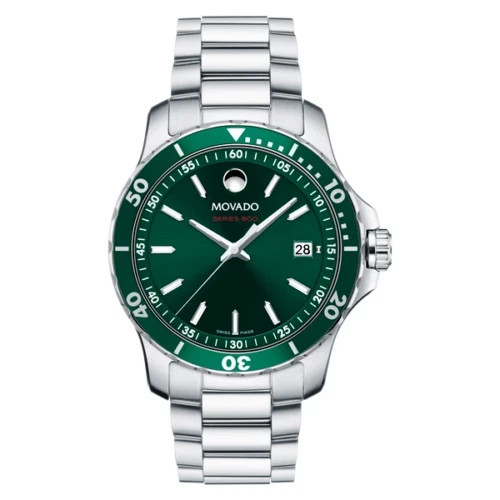 New Movado 800 Green Steel Men’s Watch 2600136 New In Box