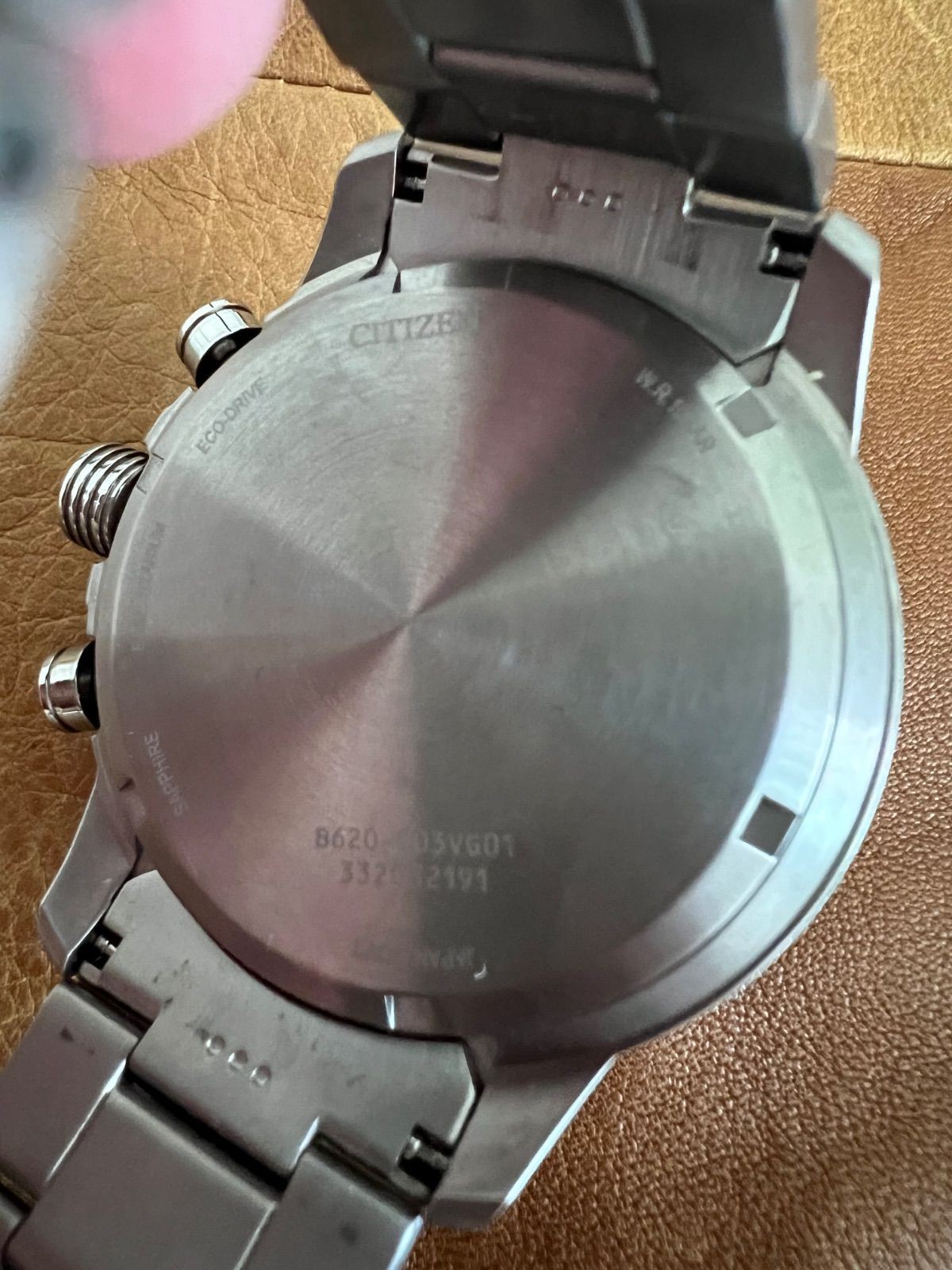 CITIZEN CA4570-88L Eco-Drive Chronograph Titanium Silver Blue Used Japan