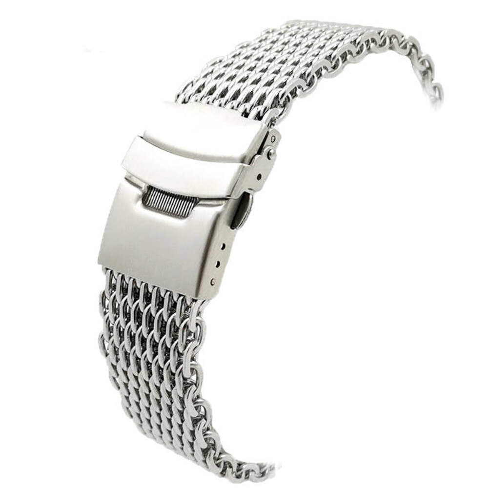 Stainless Steel Shark Mesh Bracelet Watch Band Strap Double Locking Clasp #5030