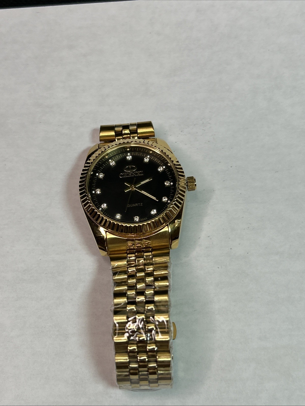 CHENXI Mens watch, NWOT Gold Steel Quartz 1.25″ face 8″ band never worn WORKS!