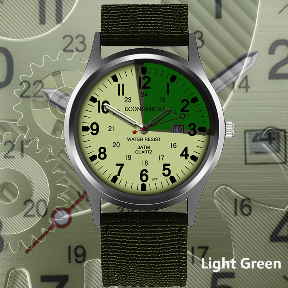 Luxury Men’s Quartz Watch with Luminous Hands and Nylon Strap