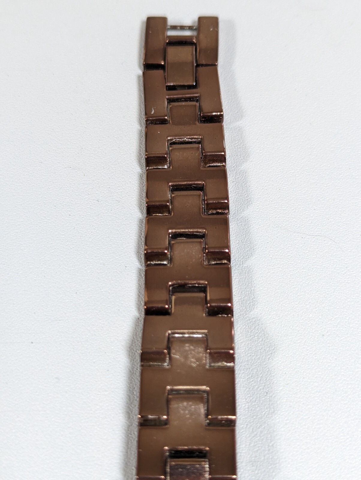 Kessaris Brown Dial Rectangle Case Link Crystal Accent Bracelet Band Watch 8 In