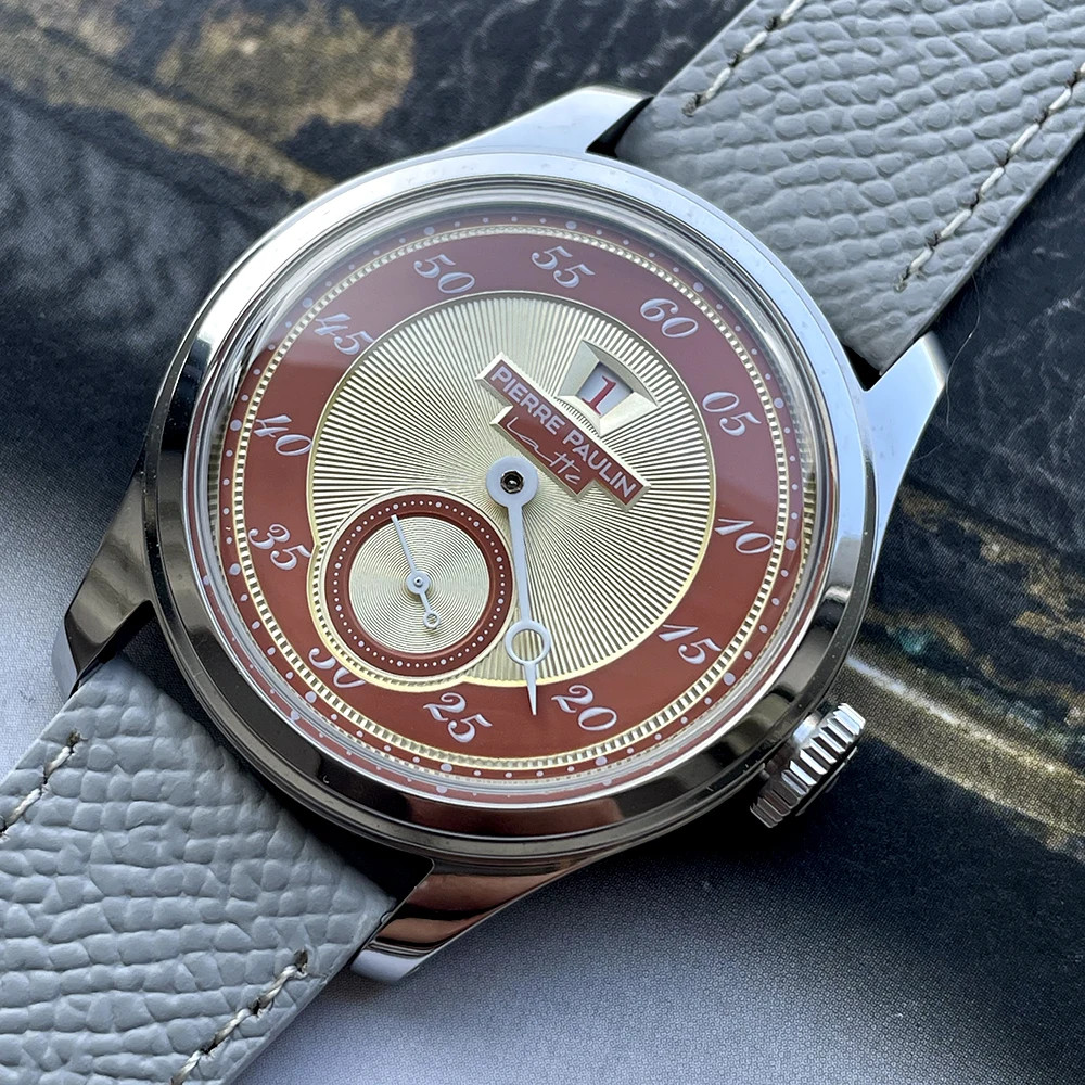 Pierre Paulin Jumping Hour Men’s Watch Salmon Dial Automatic ST17 38mm Vintage