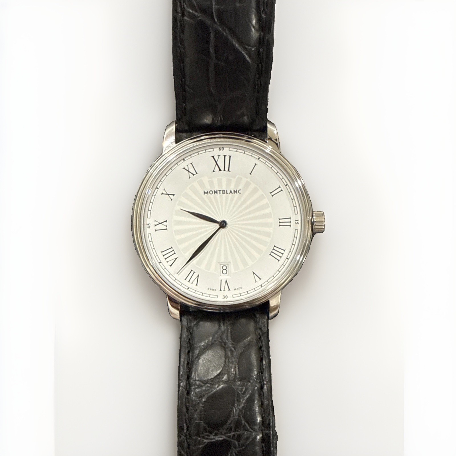 MONTBLANC TRADITION DATE 7336 MEN WATCH QUARTZ SILVER