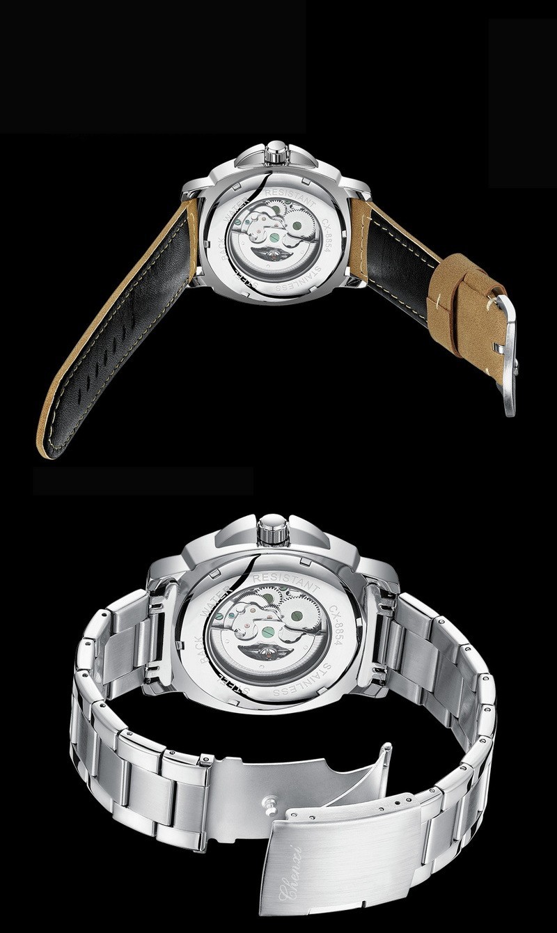 CHENXI Men’s Chubby Luminous Number Stainless Steel Automatic Mechanical Watch