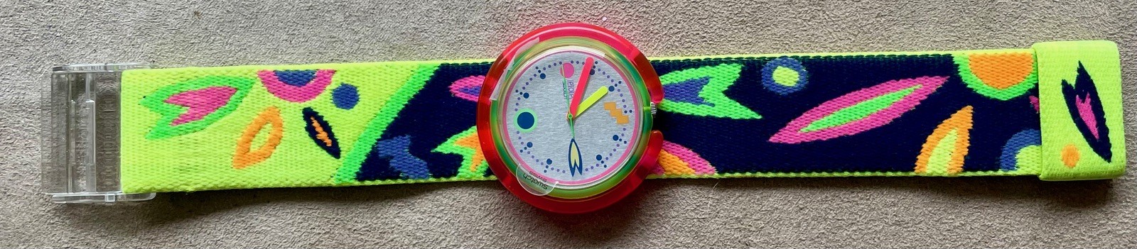 Like New VTG 1992 Pop Swatch Micro Garden (PWJ103) Box, Papers & Bezel Potector