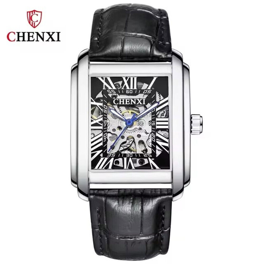 CHENXI Men Watch Mechanical Automatic Rectangle Wristwatch Hollow Out Boys Watch