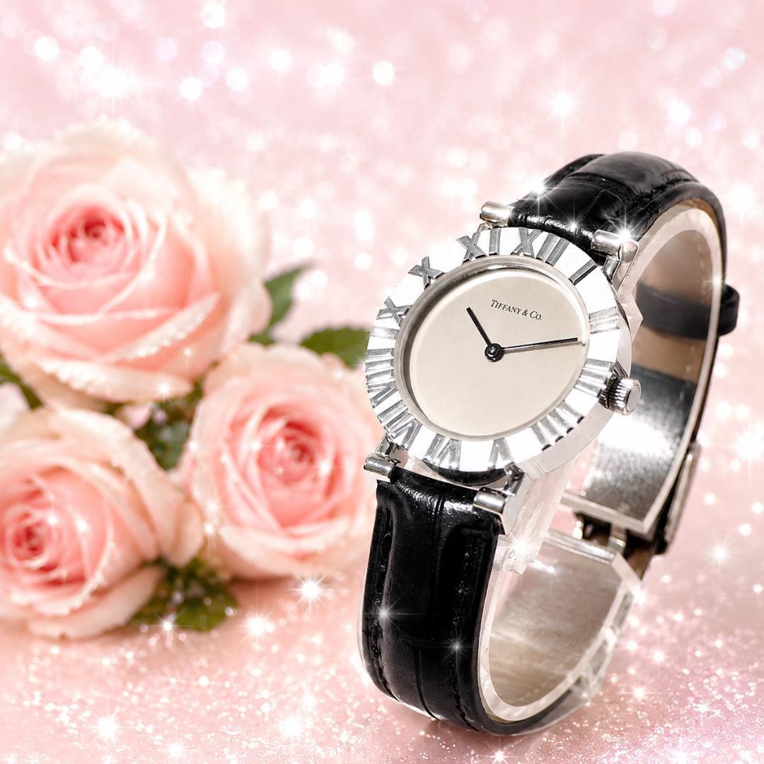 Tiffany Atlas SV925 Black Quartz Watch Women Japan H907 073874