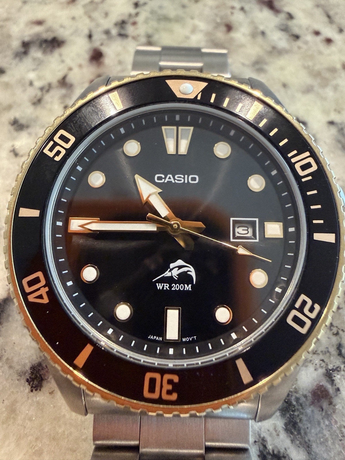 Casio MDV106G-1AV, Duro,Black Resin Watch, 200 Meter WR,Date, Anti-Reverse Bezel