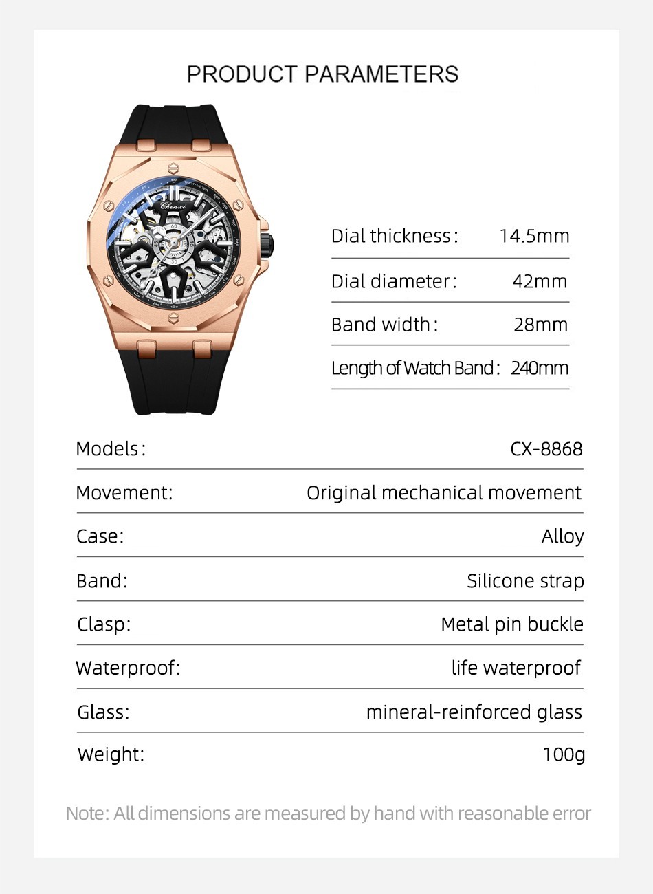 CHENXI Men’s Luminous Waterproof Hollow Tourbillon Automatic Mechanical Watch