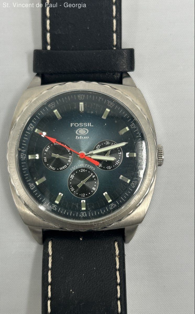 Fossil Blue Men’s Watch BQ-9163- 340303 Water Resistance 100 M- 330 Feet W/ Box
