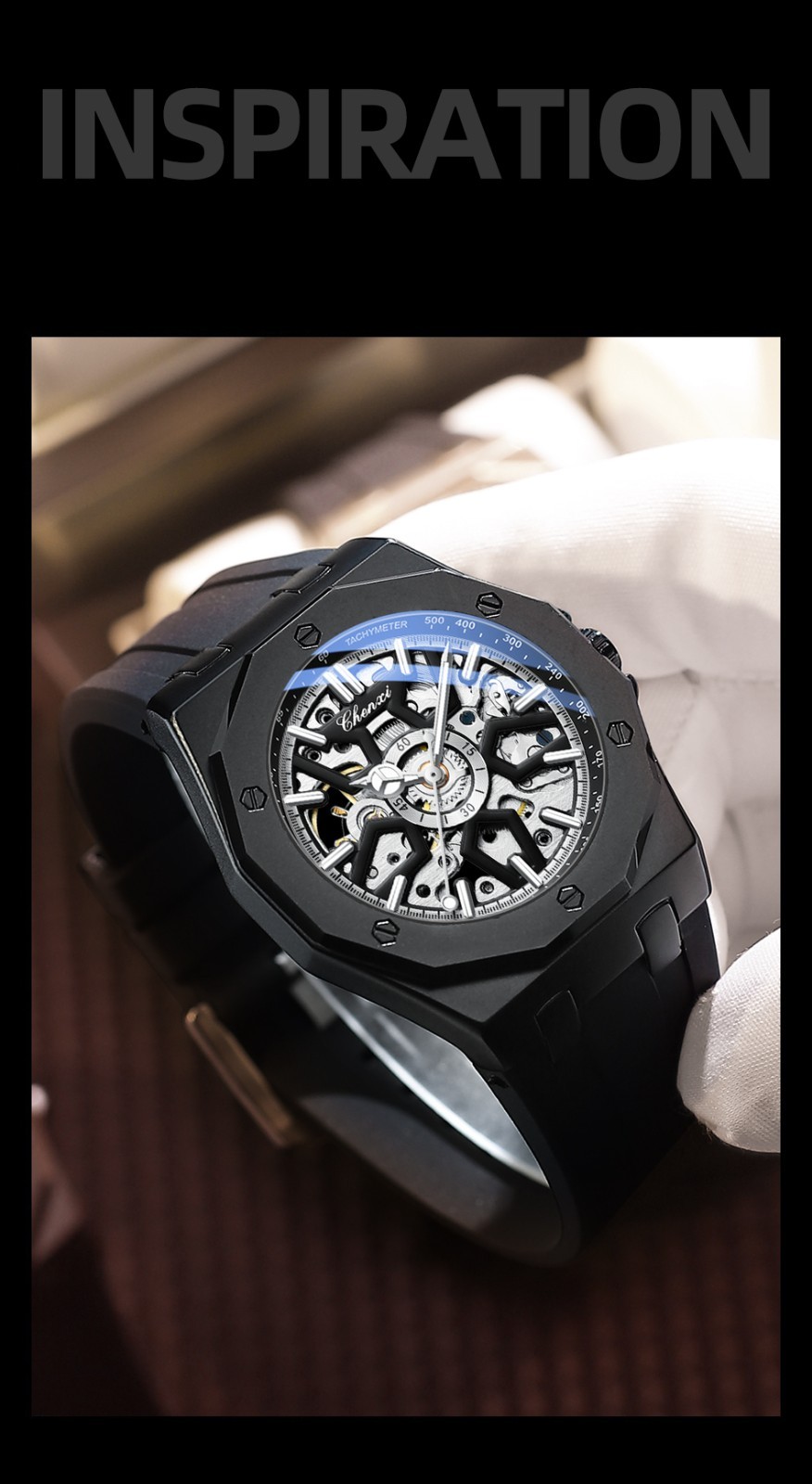 CHENXI Men’s Luminous Waterproof Hollow Tourbillon Automatic Mechanical Watch