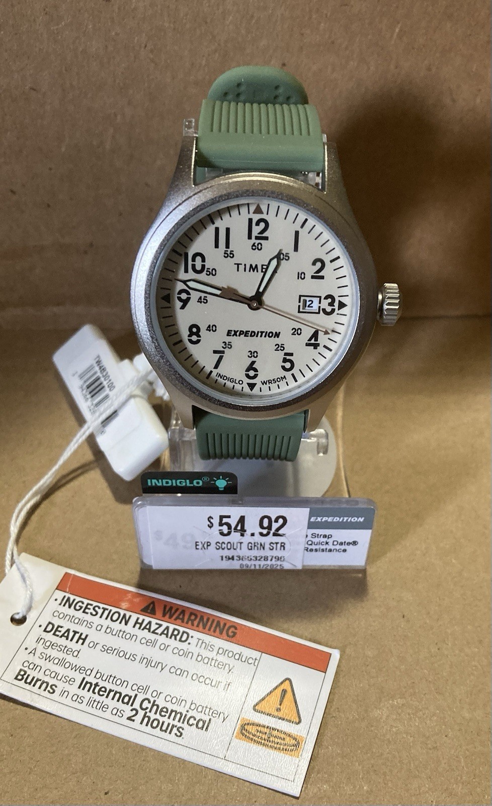 Timex 40mm Expedition Green Rubber Band Indiglo Men’s Watch TW4B30100WF