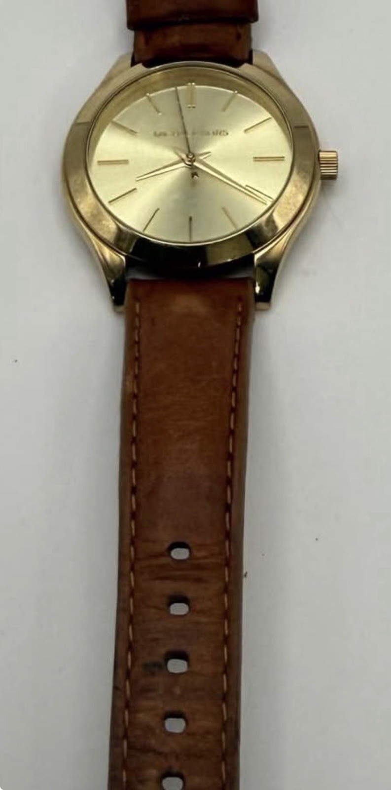 Michael Kors MK-3274 Womens Quartz Analog Gold Dial 38mm Brown Leather 50m