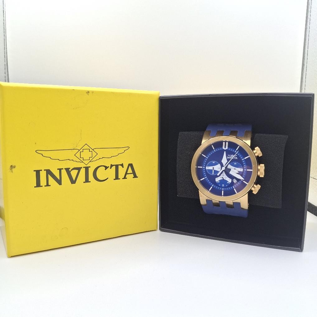 Invicta 25059 DNA Gold Tone Stainless Steel & Blue Silicone Band Mens 46mm Watch