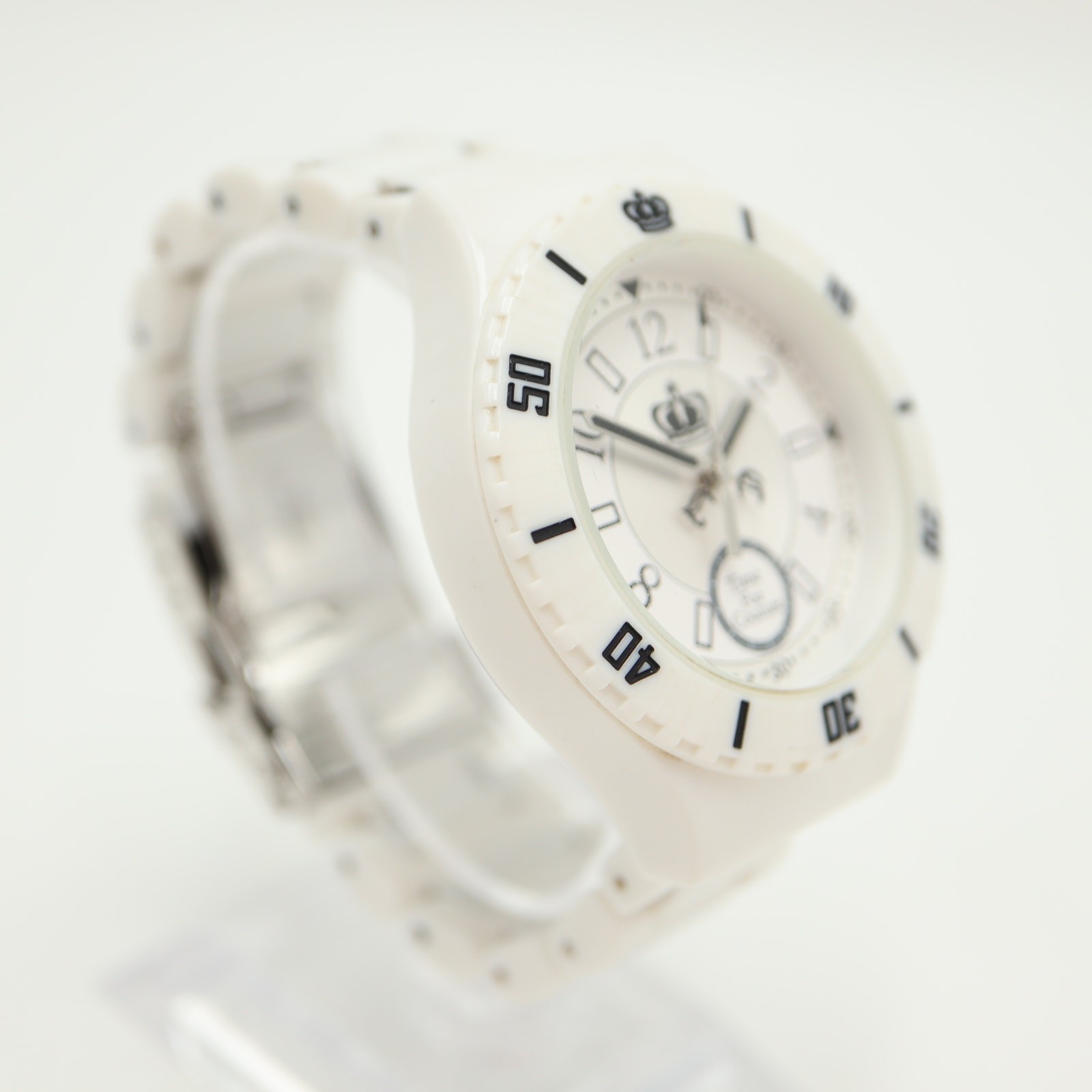 Juicy Couture White Acrylic Womens 42mm Watch 5.75″ Bracelet w New Battery