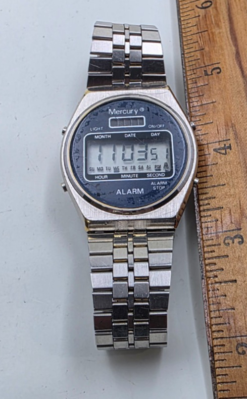 Vintage (1975-1985) Mercury LCD Alarm Chronograph New Battery