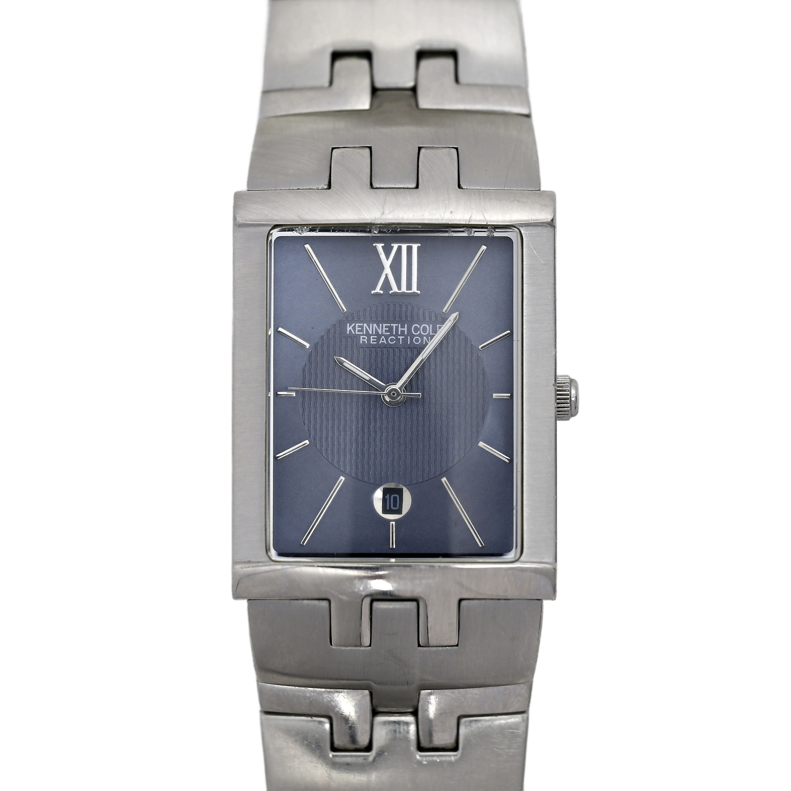 Kenneth Cole Blue Dial Tank Integrated Bracelet Watch Men’s 28x35mm