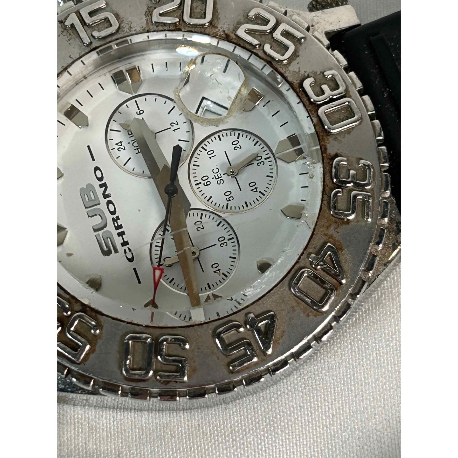 Sub Chrono Pro Diving Men’s Watch Rare For Repair Parts Not Working Broken