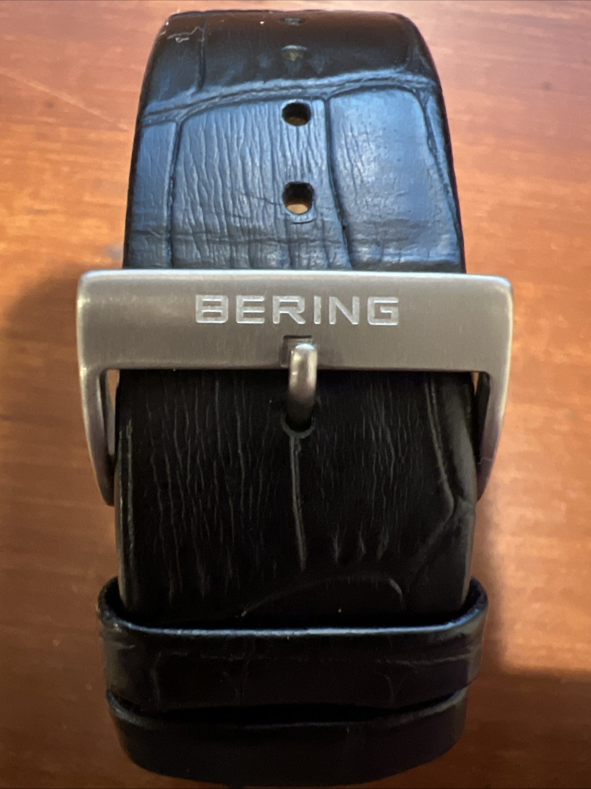 Bering 11939-427 Titanium Mens Watch Ultra Slim Blk Leather Sapphire NEW Battery