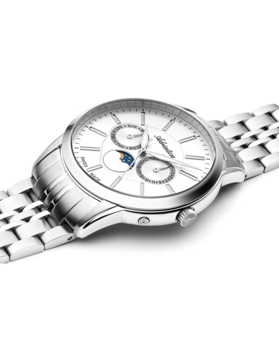 ADRIATICA Men Quartz Casual Watch Classic Dress Silver Dial Waterproof Swiss