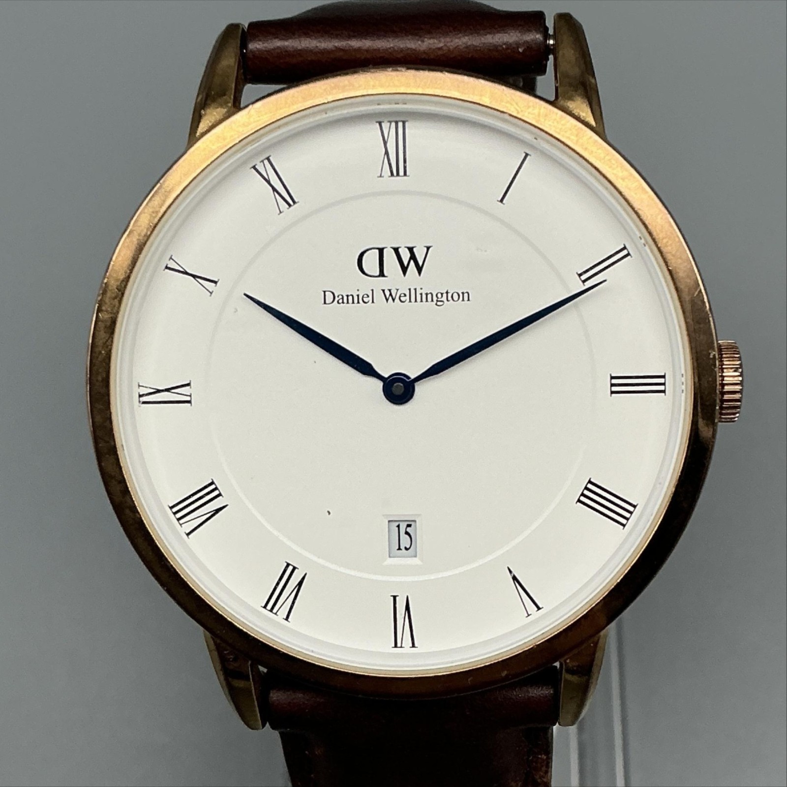 Daniel Wellington Bristol Mens Watch 38mm Gold Tone Leather Date New Battery