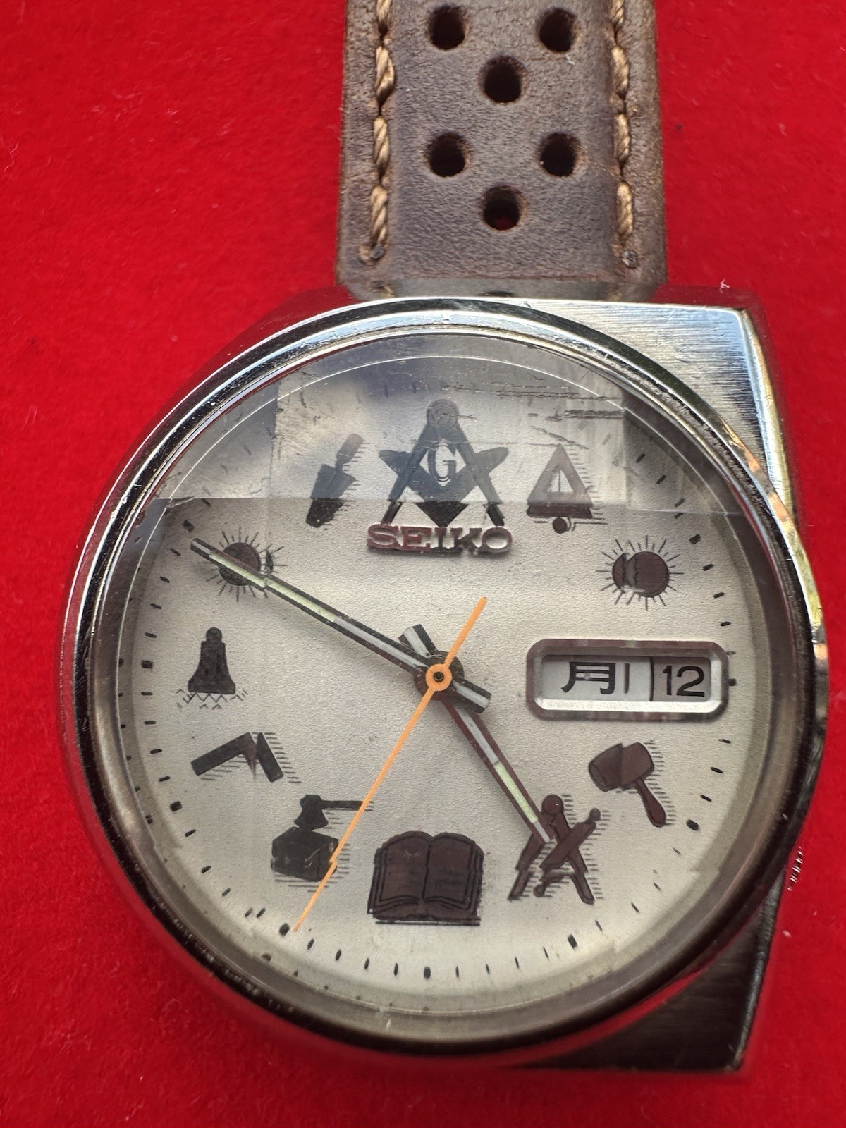 Rare Vintage 1972 Seiko Masonic asymmetrical JDM Automatic Men’s watch ￼