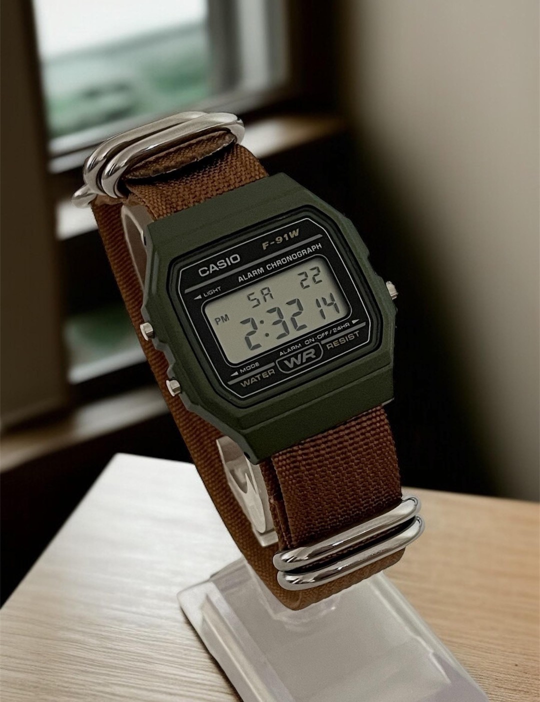 Custom Casio F-91W Green Digital Watch