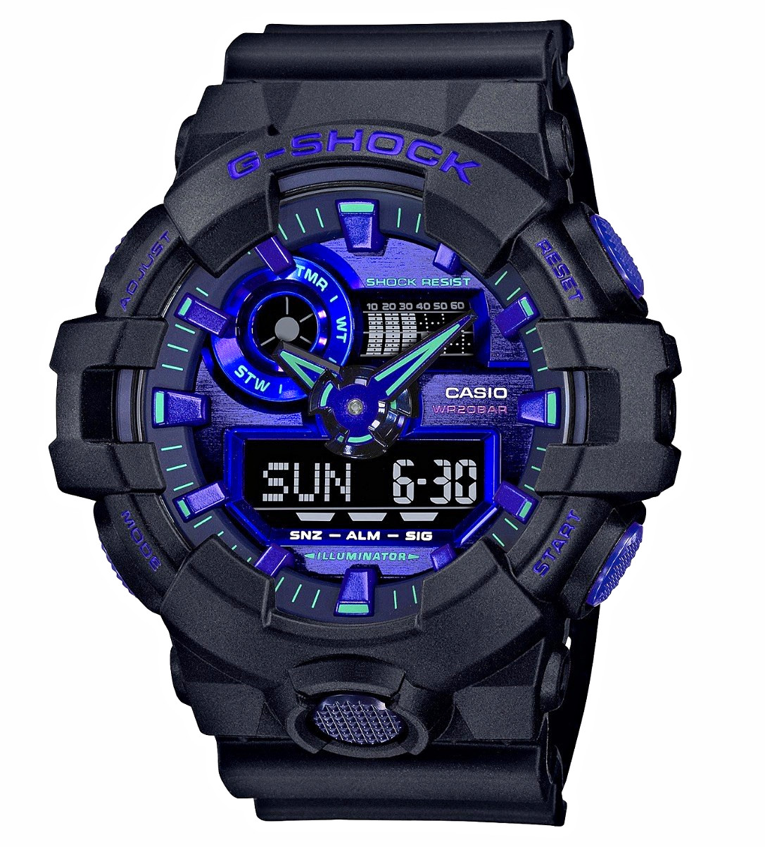 Casio G-SHOCK GA-700 Analog/Digital 200m Shock-Resistant Resin Black/Blue