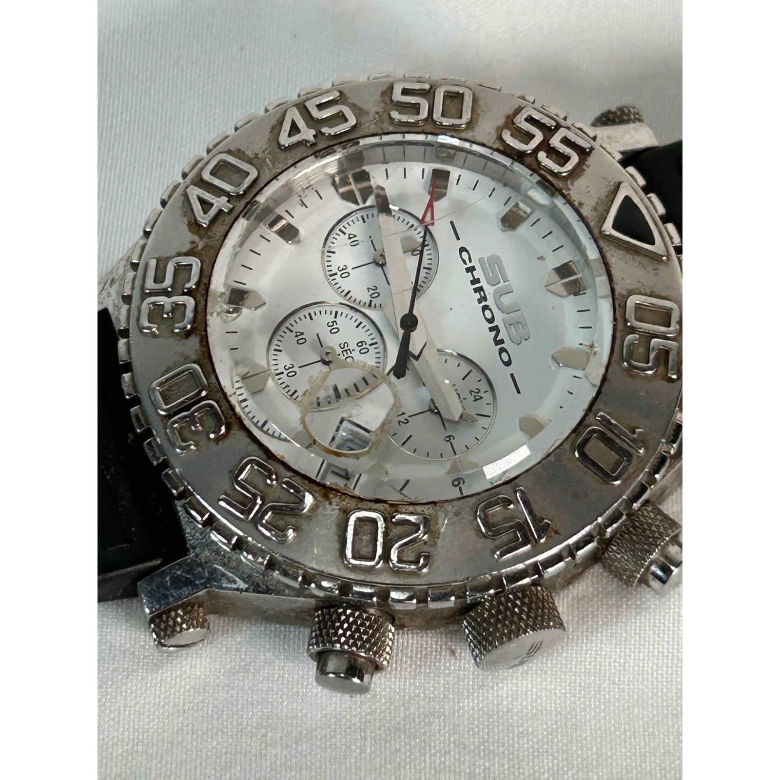 Sub Chrono Pro Diving Men’s Watch Rare For Repair Parts Not Working Broken