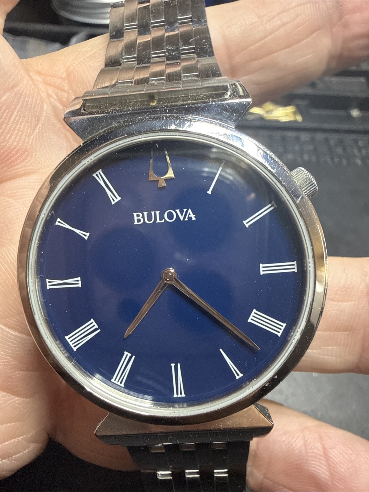Bulova 96A233 Men’s Blue Watch Engraved For Dad. See Pictures Of The Case Back