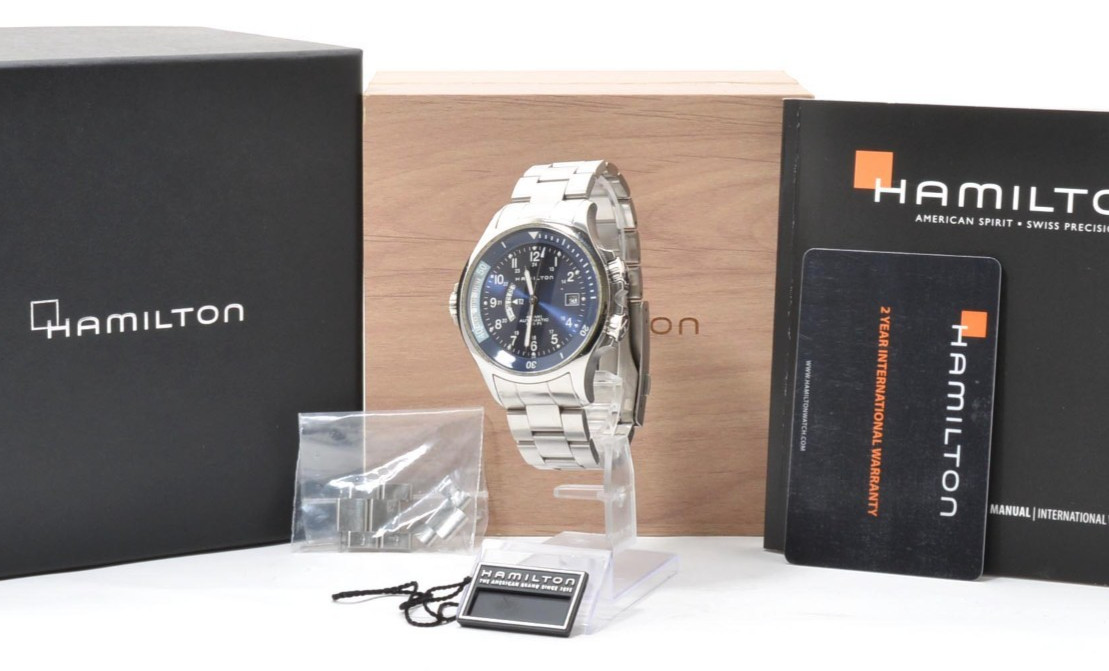 [Near MINT w/ Box & Paper] Hamilton Khaki Navy H776551 Blue Dial Auto Men’s Watc