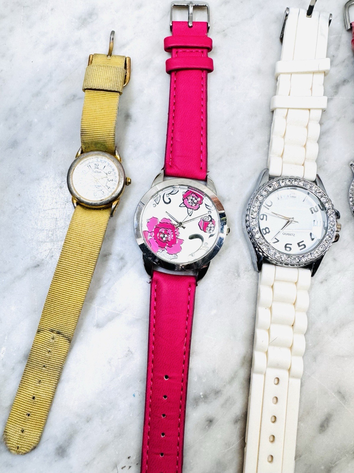 Lot of 8 Womens Fashion Watch Lot Colorful Variety Pink Blue White Yellow