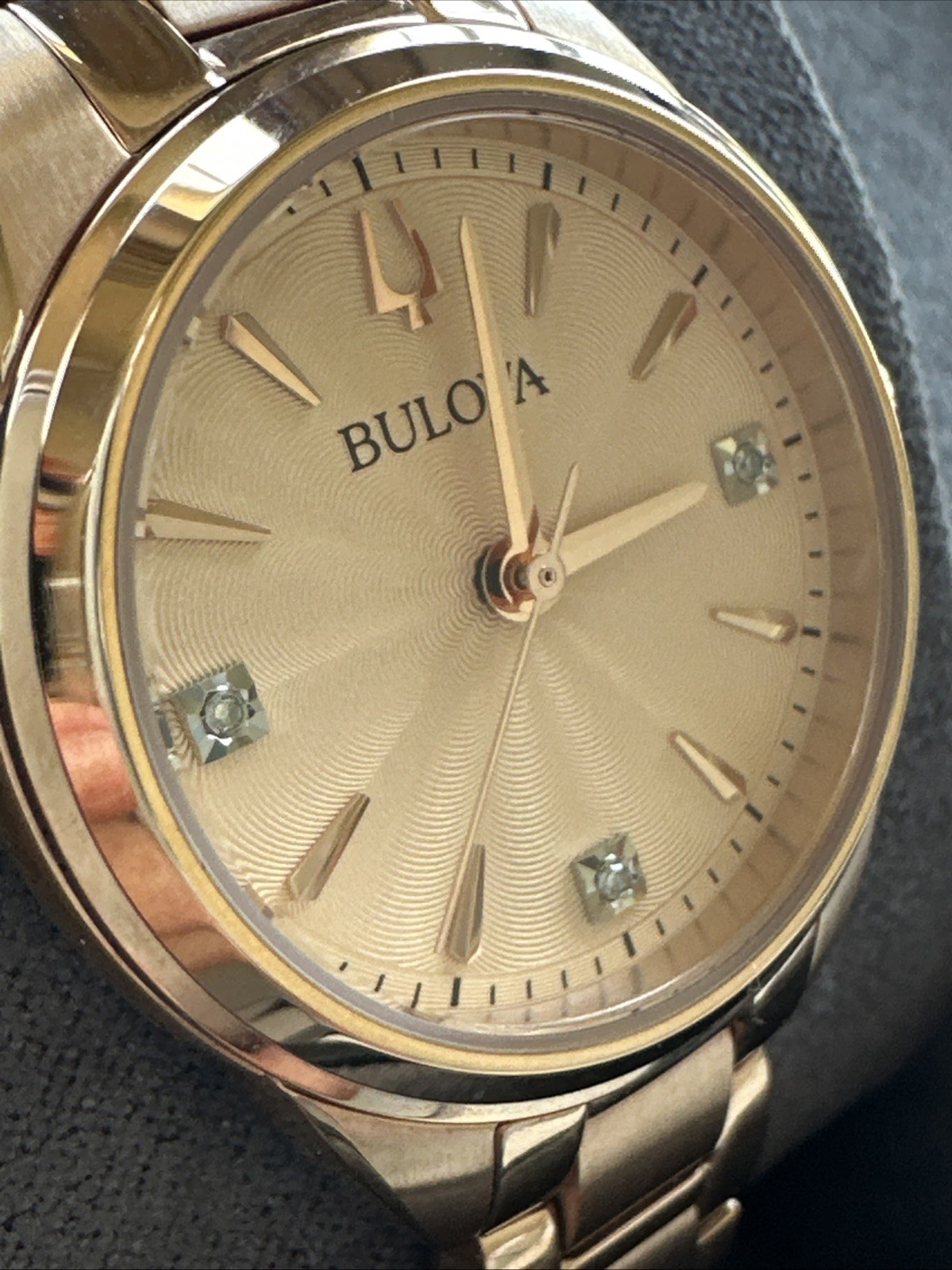 Bulova Sutton Women’s Quartz Diamond Accent Rose Gold Watch 28mm 97P151