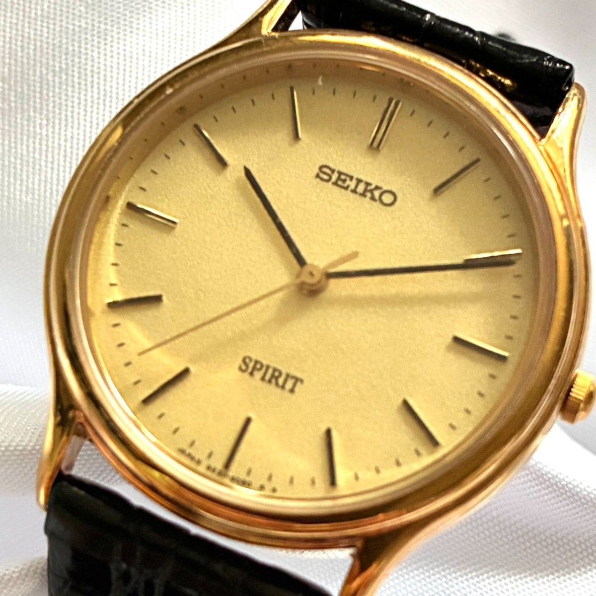 Working SEIKO Quartz Watch Spirit Gold Dial 5E31 6040 QZ