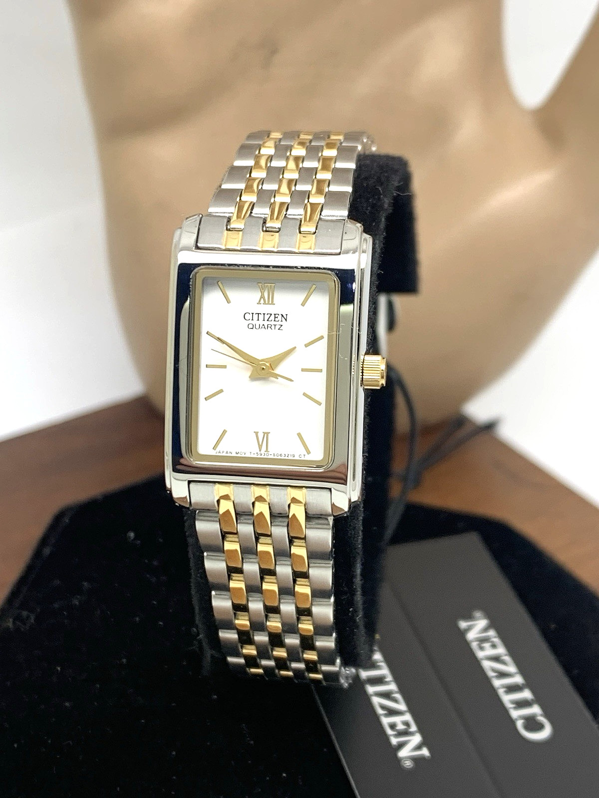 Citizen Women’s Watch EJ5854-56A Quartz White Dial Two Tone Steel Tank Petite