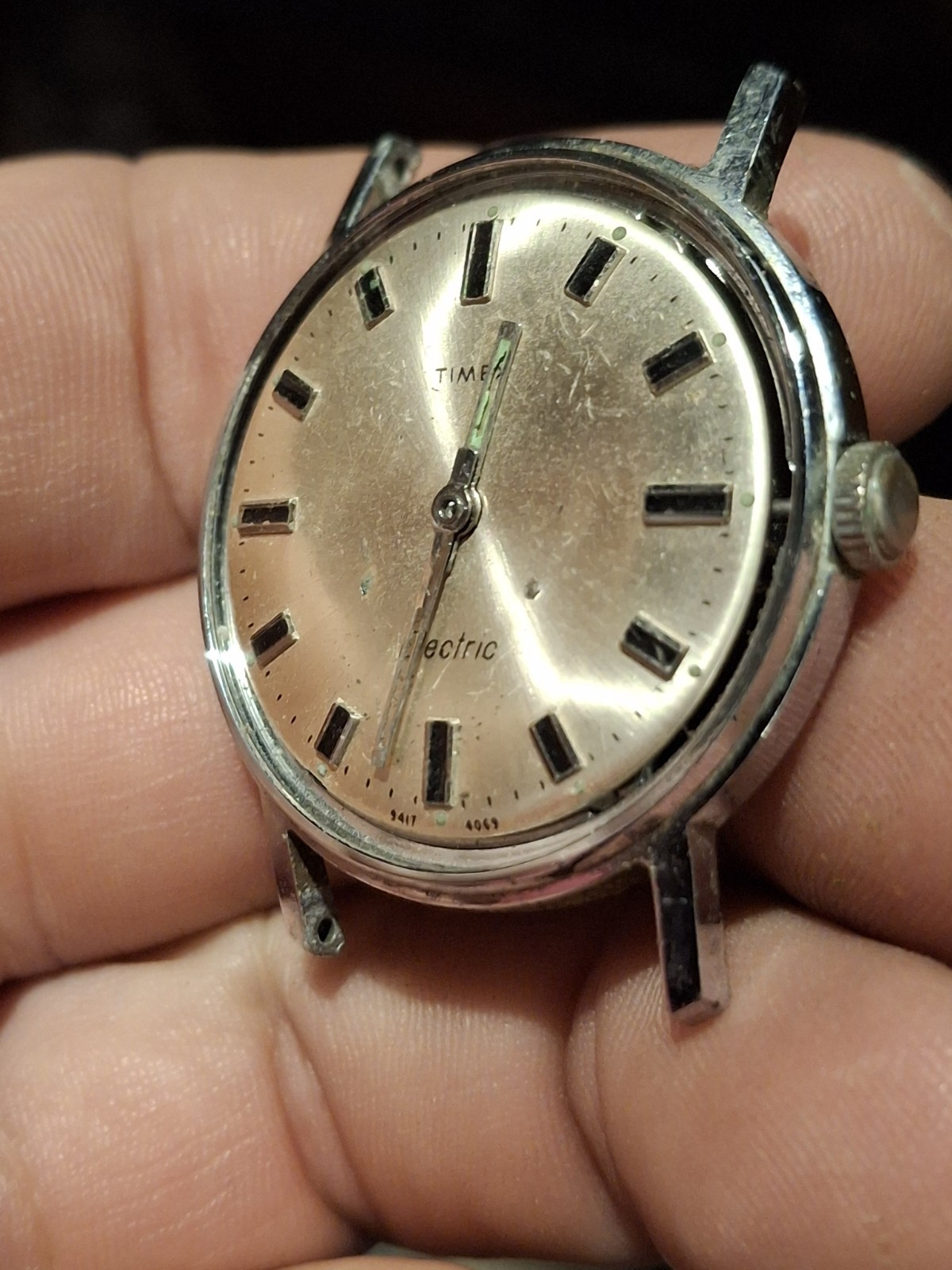 Timex Electric 1969 Silver Tone Mens Vintage 1960s Retro Watch