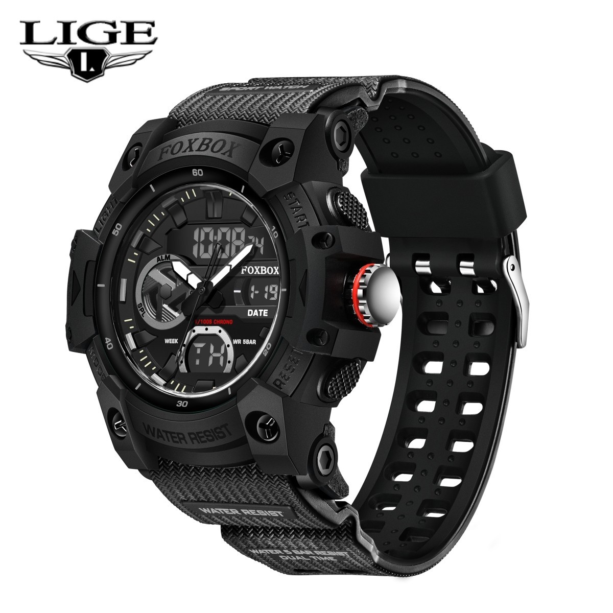 Men’s Watch Big Dial Quartz Digital Analog Luminous Waterproof Sports Wristwatch