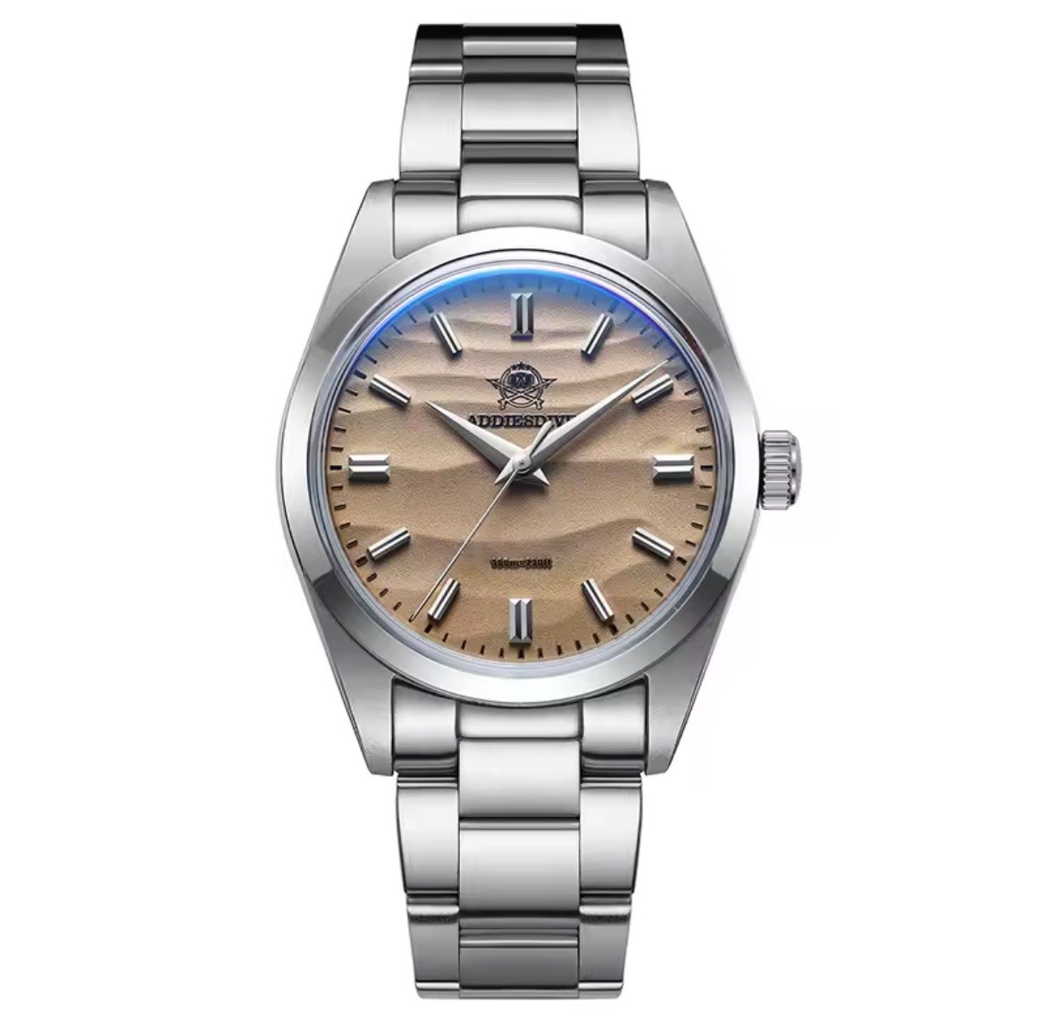ADDIESDIVE Men’s Quartz Analog Watch 100m Steel White/Blue/Yellow Dial