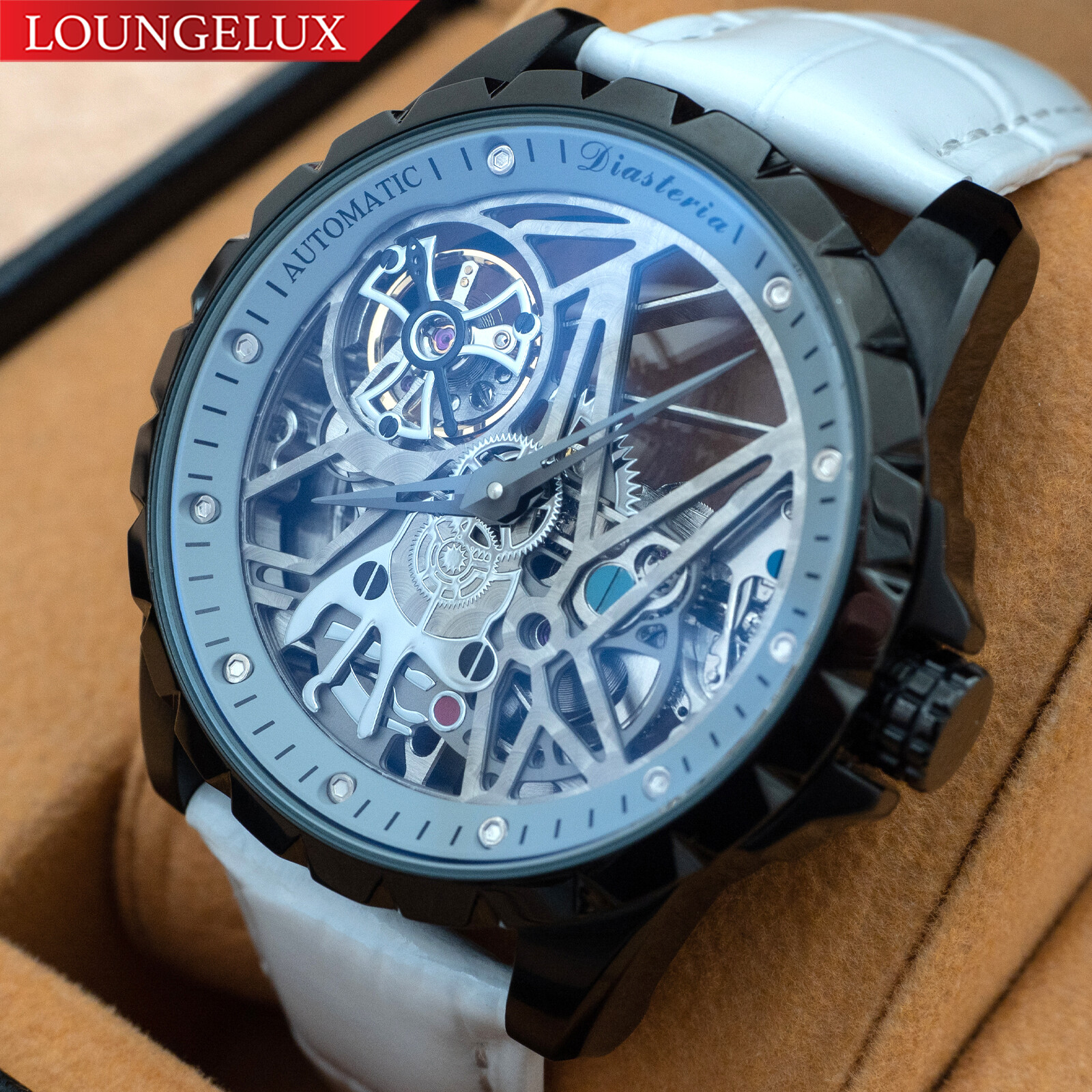 Mens Automatic Mechanical Watch – Black Gray Stainless Steel DIASTERIA 13868
